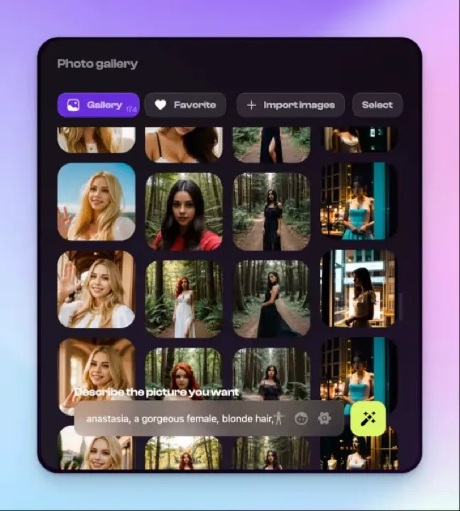 Nastia AI Custom Companion Character Creation UI