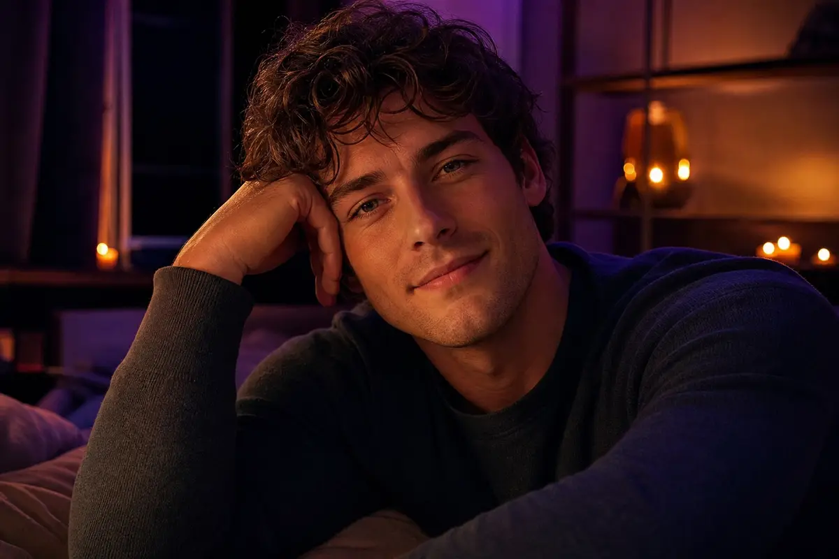 AI boyfriend companion chat on AiNastia — protective playful romantic energy